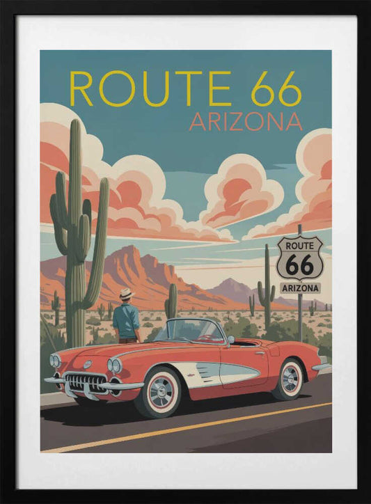 Route 66   Arizona - Art Print by Andreas Magnusson Travel Poster