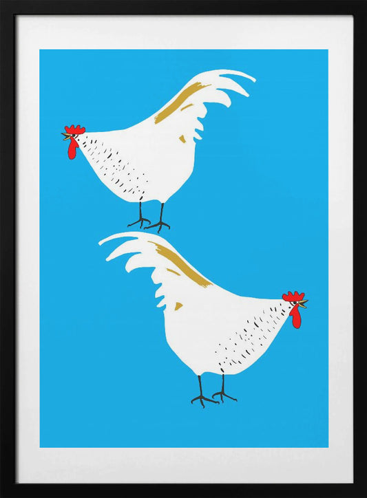 Perched Roosters - Art Print by Nicholas