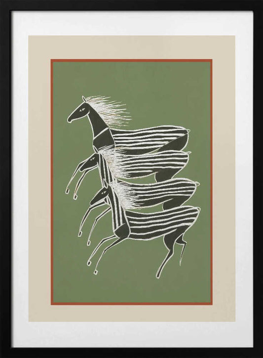 Horses In Stripes - Art Print by City Art