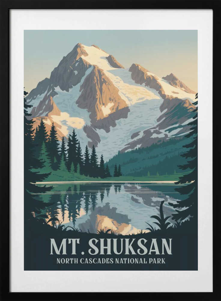 Mount Shuksan - Art Print by Andreas Magnusson Travel Poster