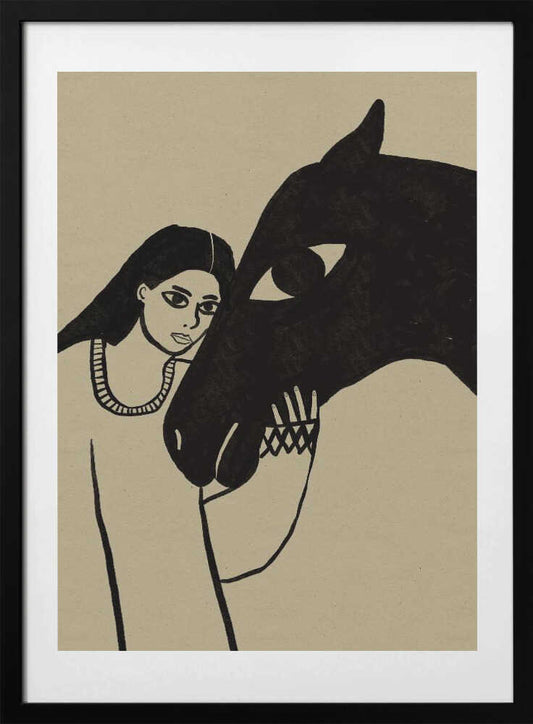 Lady and horse - Art Print by Sharyn Bursic