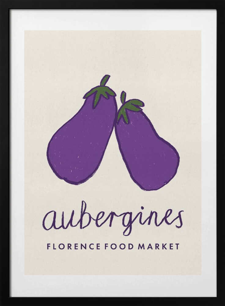 Aubergines Florence Food Market Italy - Art Print by Dirkie Nell