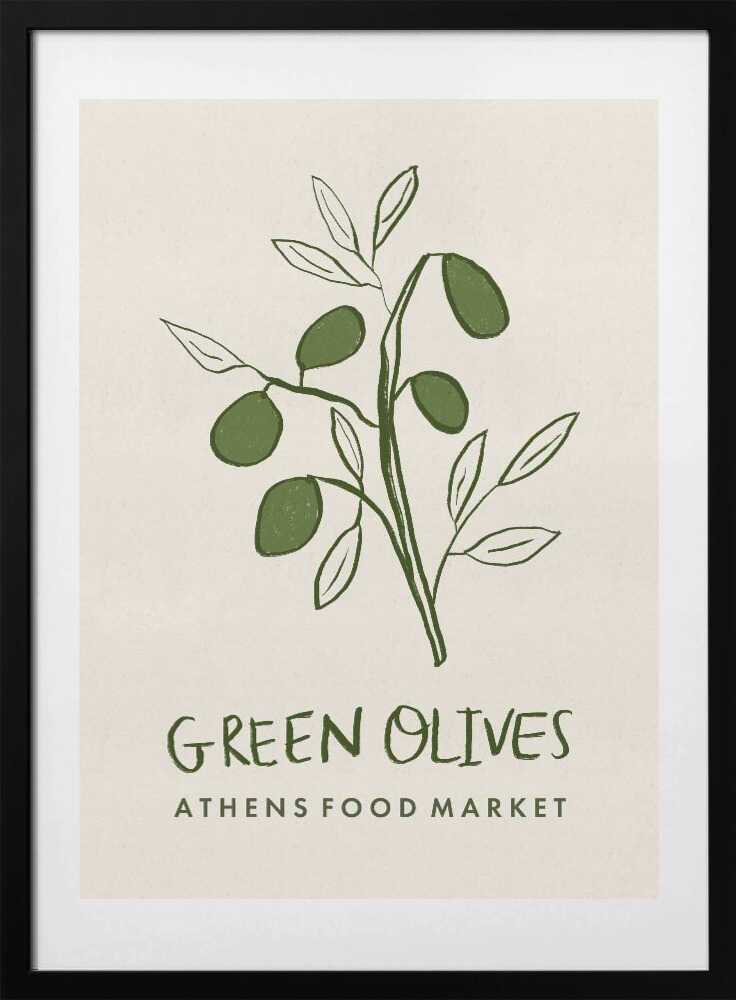 Green Olives Athens Food Market Greece Poster - Art Print by Dirkie Nell