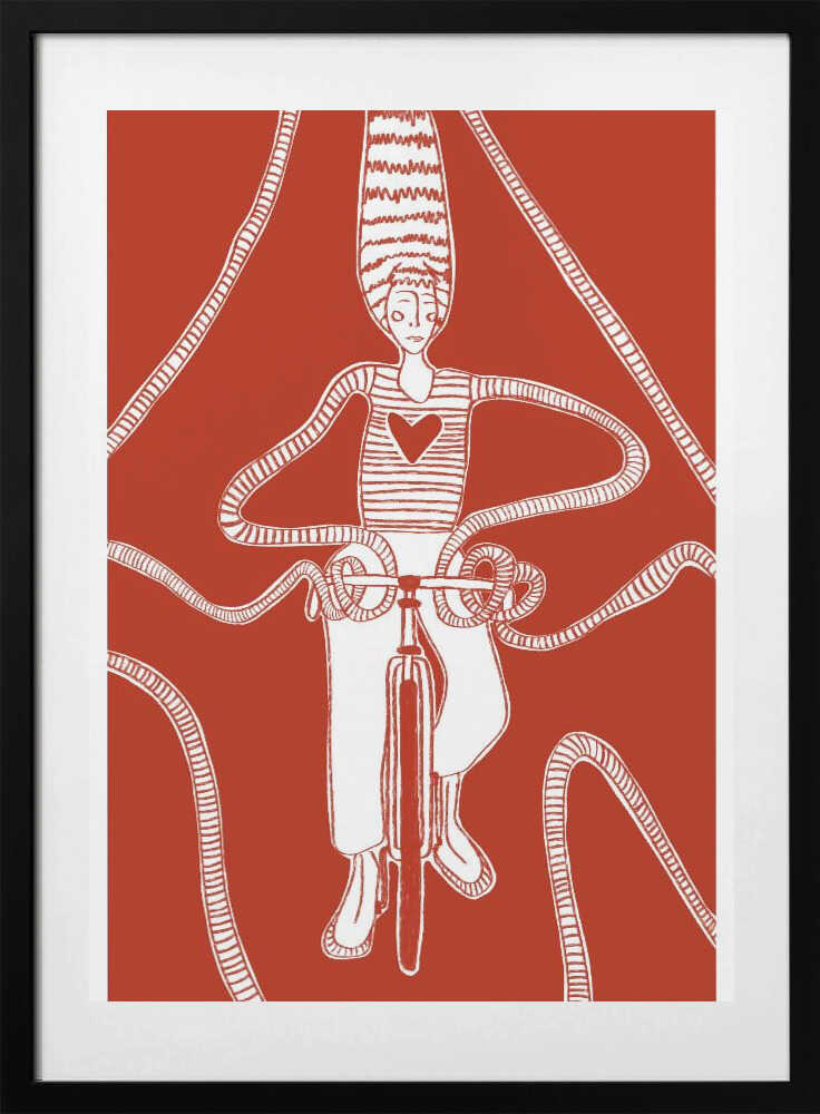 biking in red - Art Print by Mela Patterns