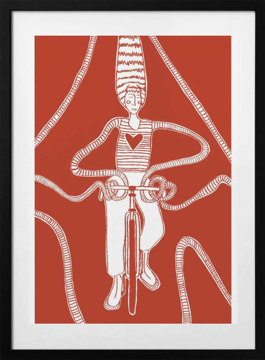 biking in red - Art Print by Mela Patterns