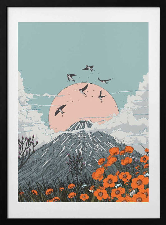Volcano Swallows - Art Print by Nicholas
