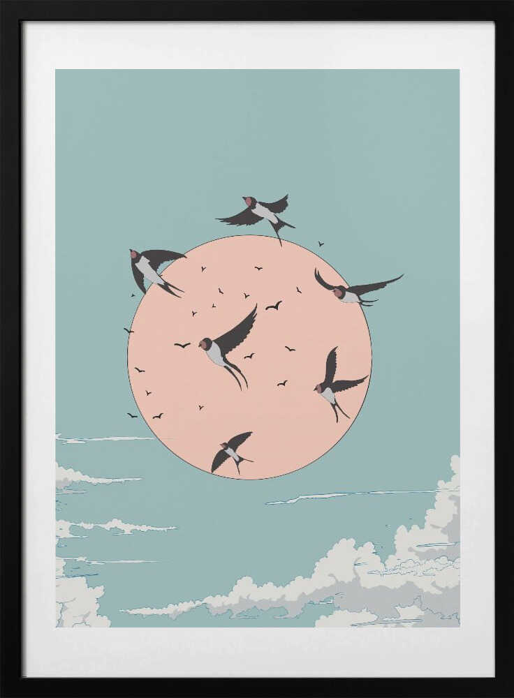 Swallows at Sunrise - Art Print by Nicholas