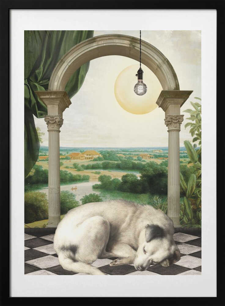 Dog, Asleep. - Art Print by Marja van den Hurk