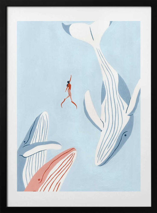 Whales Green - Art Print by Julie Lesouef