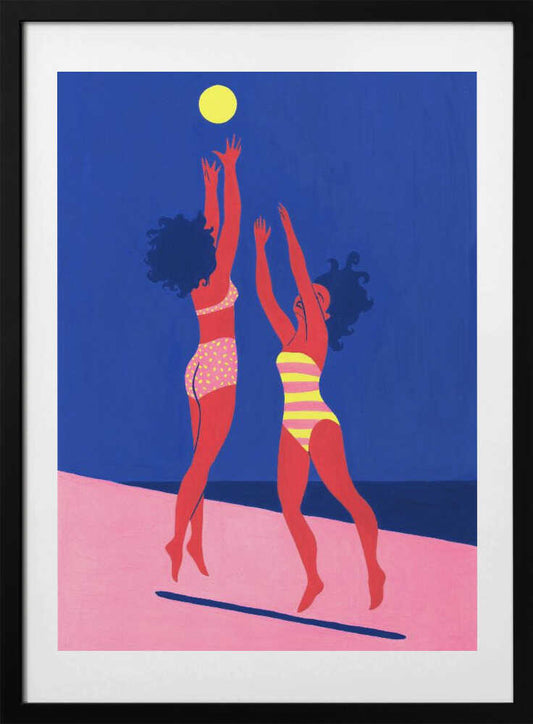 Playing On the Beach - Art Print by Julie Lesouef