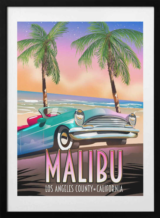 Malibu Los Angeles County California - Art Print by Nicholas Travel Poster