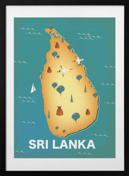 Sri Lanka Vintage Map - Art Print by Nicholas Travel Poster