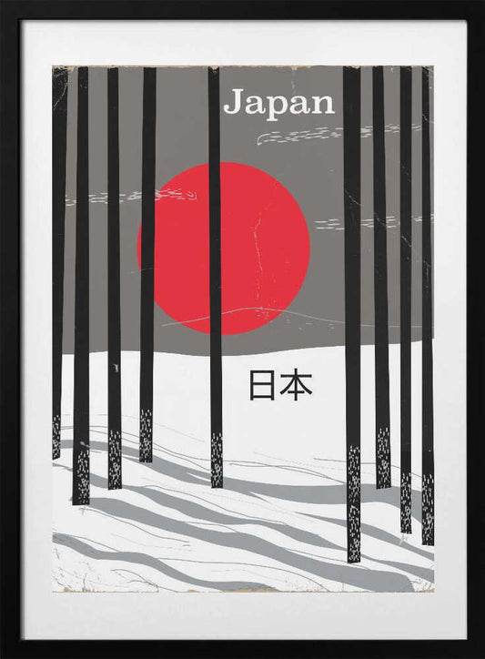 Japan Winter Forest - Art Print by Nicholas Travel Poster
