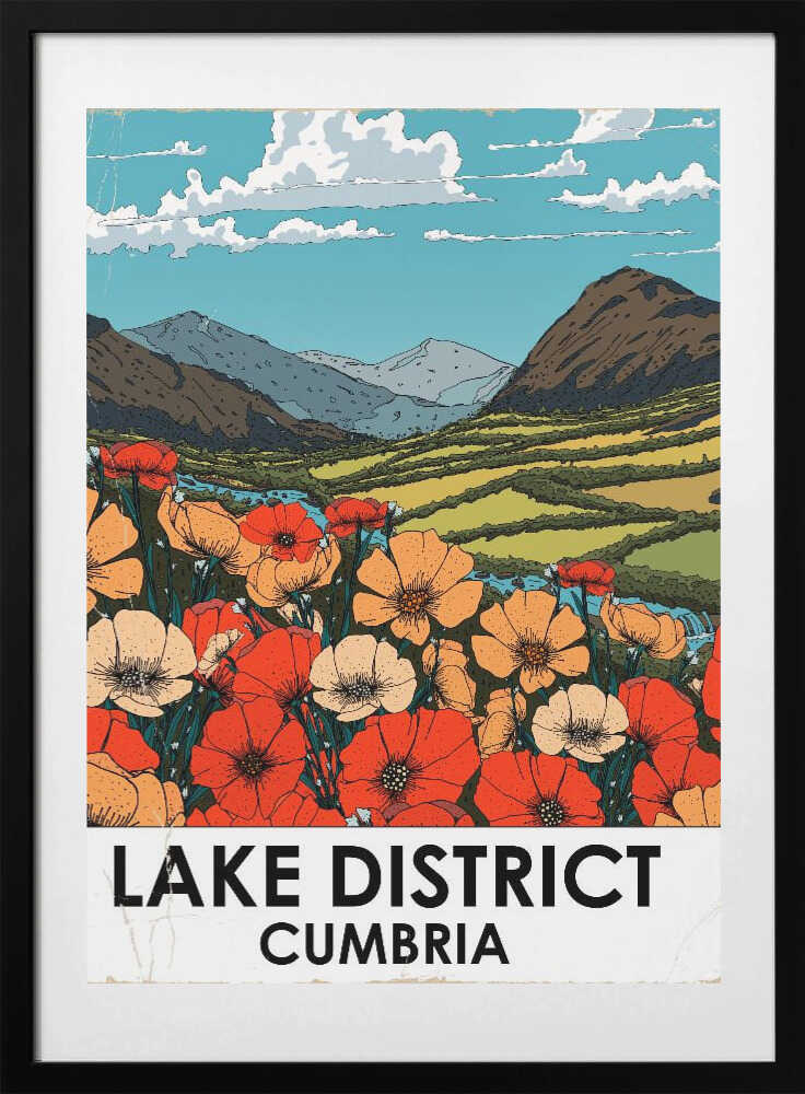 Lake District Vintage Travel Poster - Art Print by Nicholas
