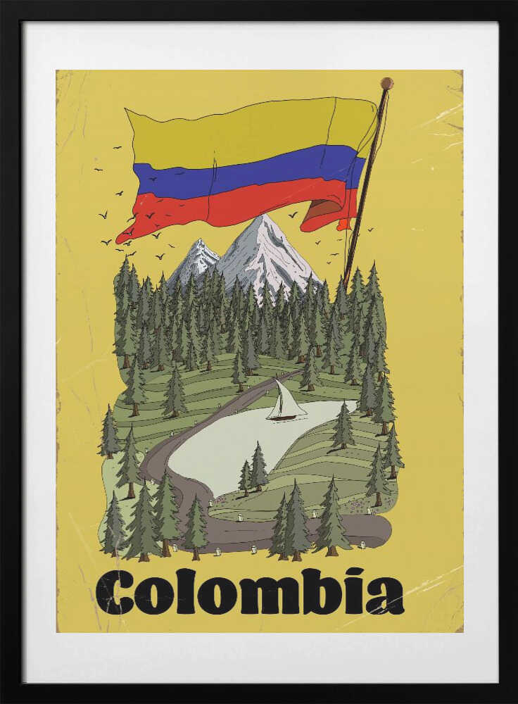 Colombia Vintage Travel Poster - Art Print by Nicholas