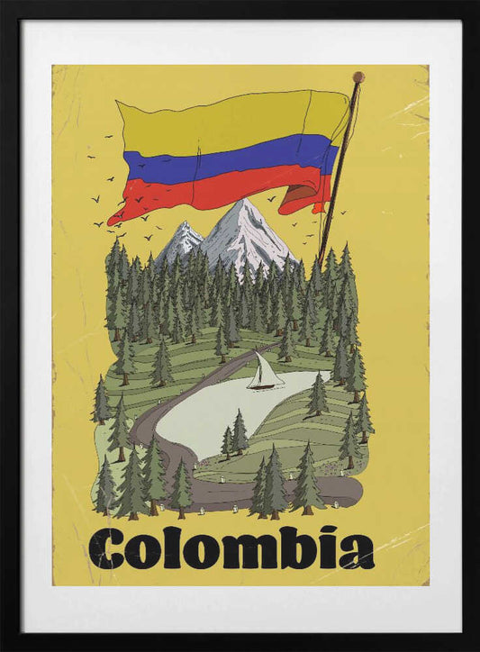Colombia Vintage Travel Poster - Art Print by Nicholas
