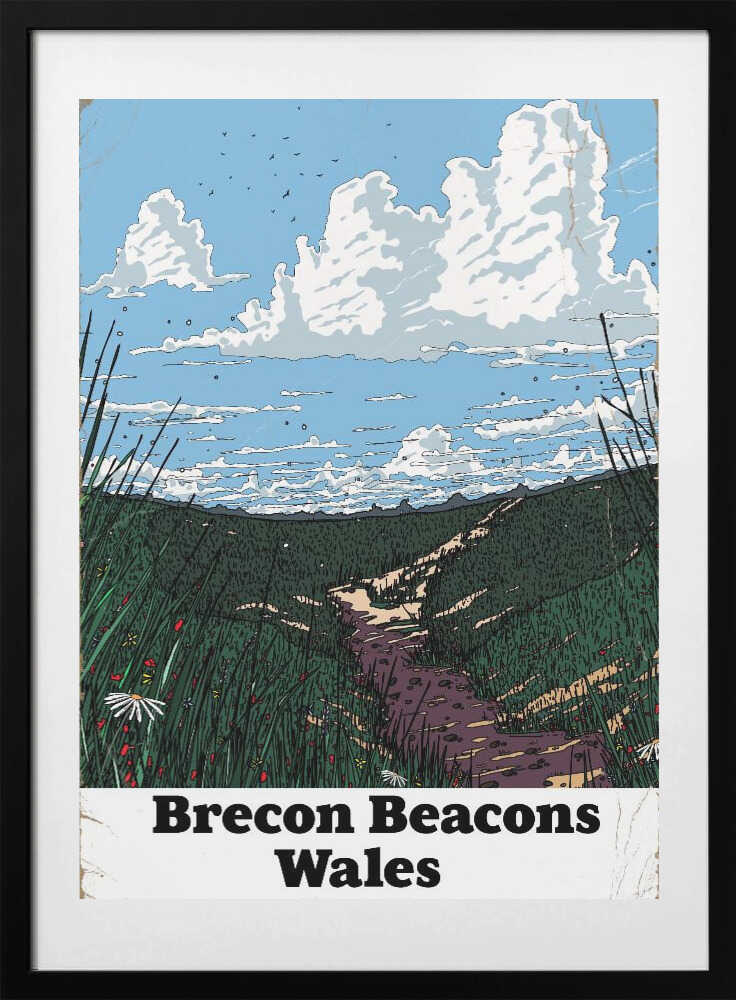 Brecon Beacons Wales Vintage Travel - Art Print by Nicholas