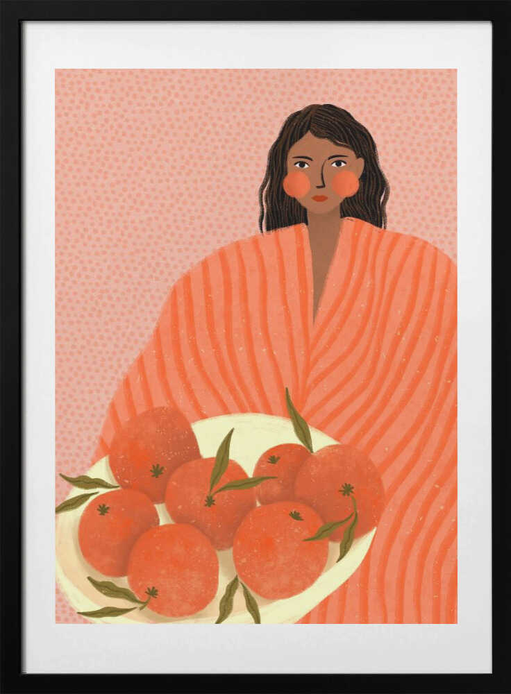 Woman Holding Oranges - Art Print by Bea Müller