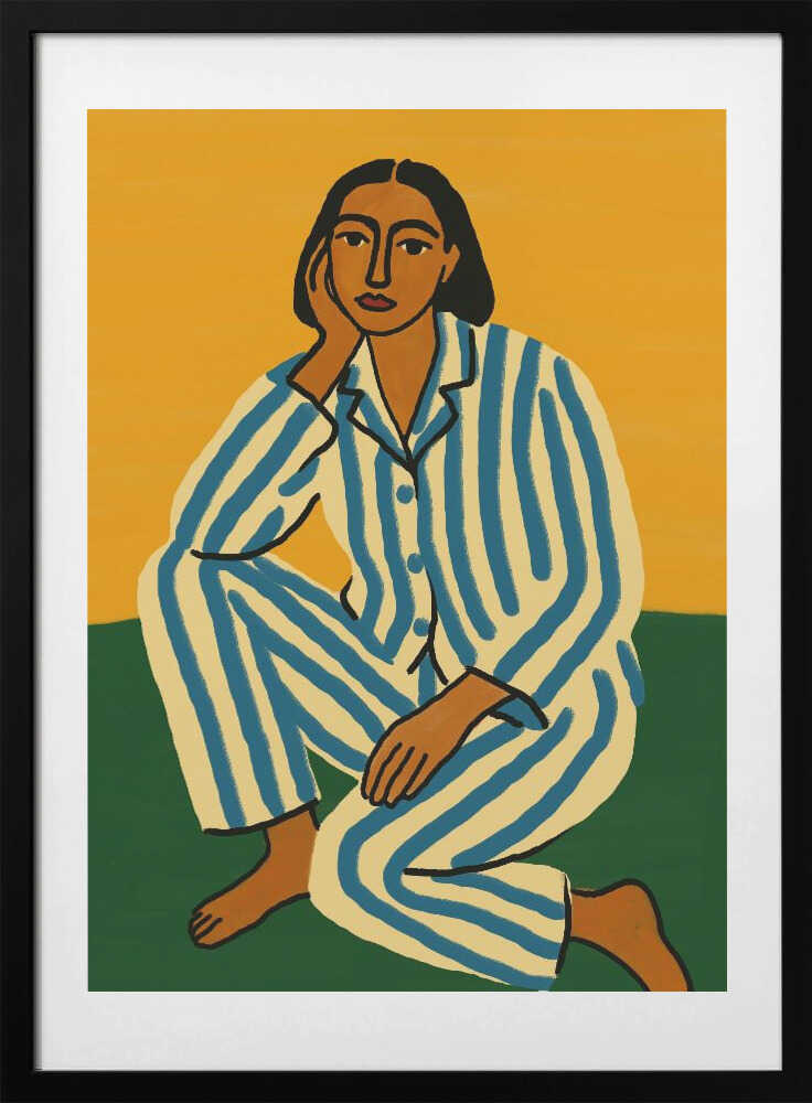 Woman in Striped Pajamas - Art Print by Little Dean
