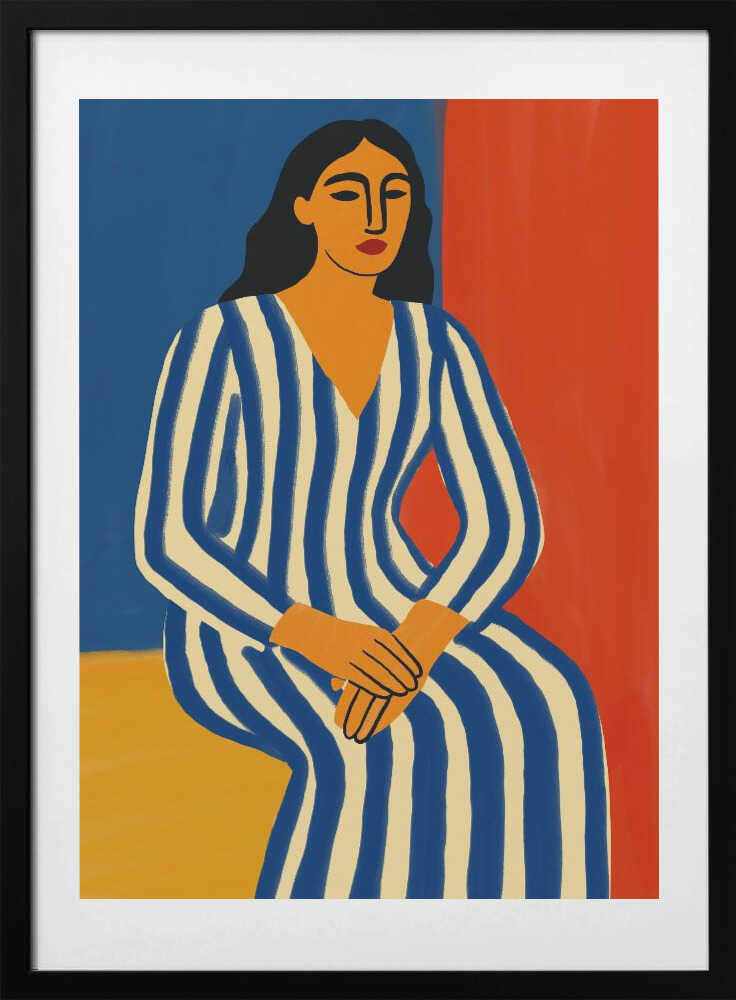 Woman in Striped Dress - Art Print by Little Dean
