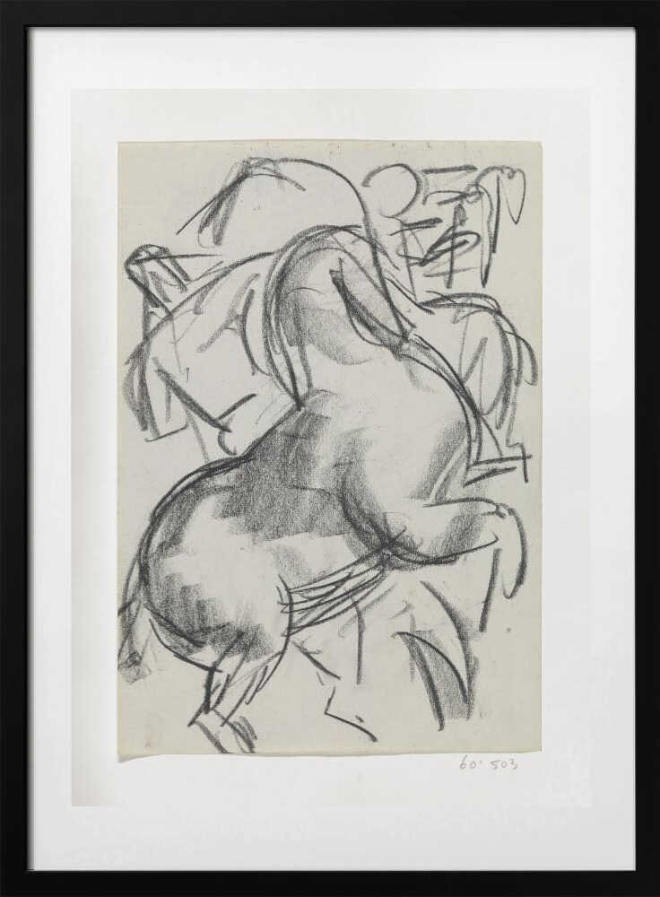 Steigerend Paard Met Figuur Op De Achtergrond - Art Print by Leo Gestel