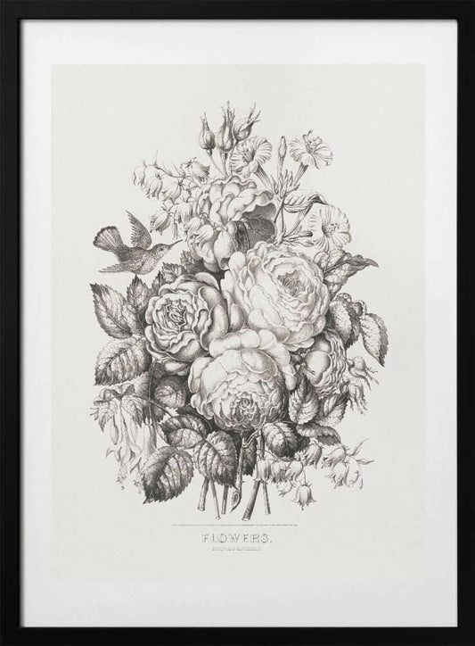 Roses and Bluebells 1870 Chromolithograph Art - Art Print by Currier &amp; Ives