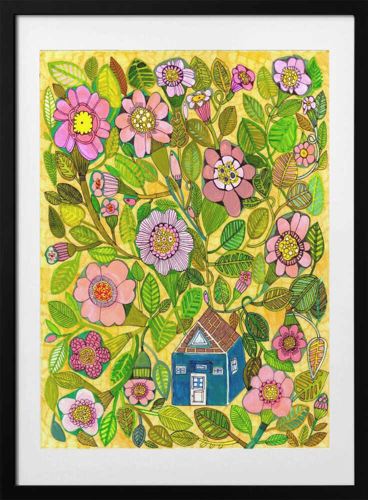 Whimsical Flower House - Art Print by Sharon Nullmeyer