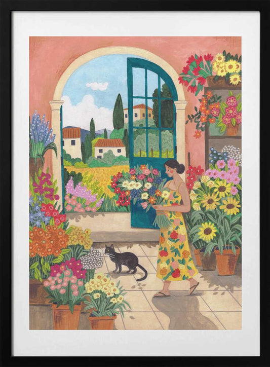 Idyllic Tuscan Flower Shop - Art Print by Caroline Bonne Müller
