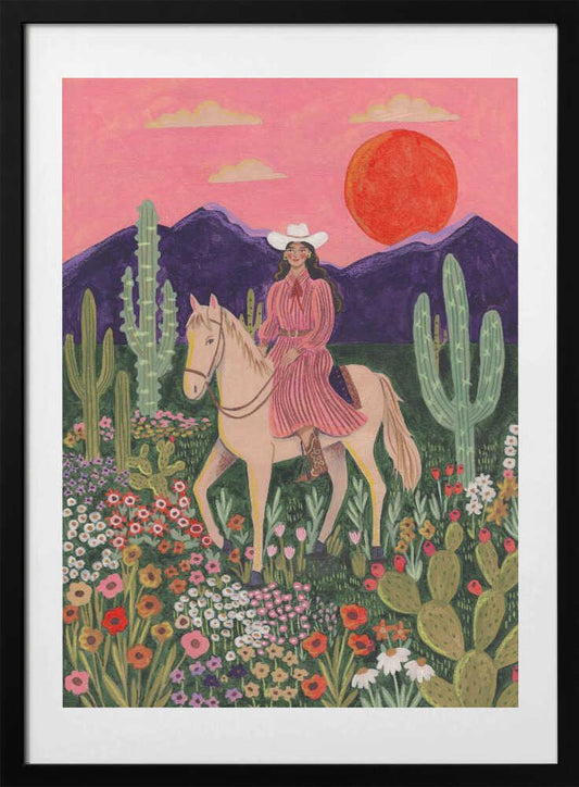 Cowgirl Sunset Desert Blooms - Art Print by Caroline Bonne Müller