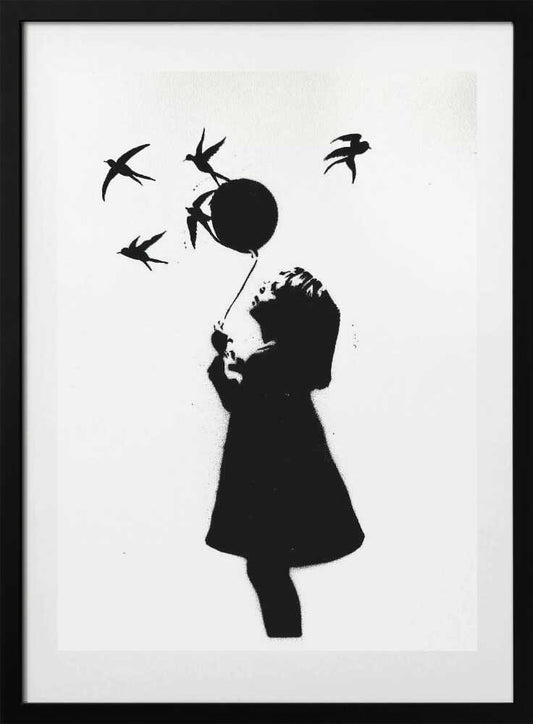 Little Girl Flying Swallows - Art Print by Suzan Habib