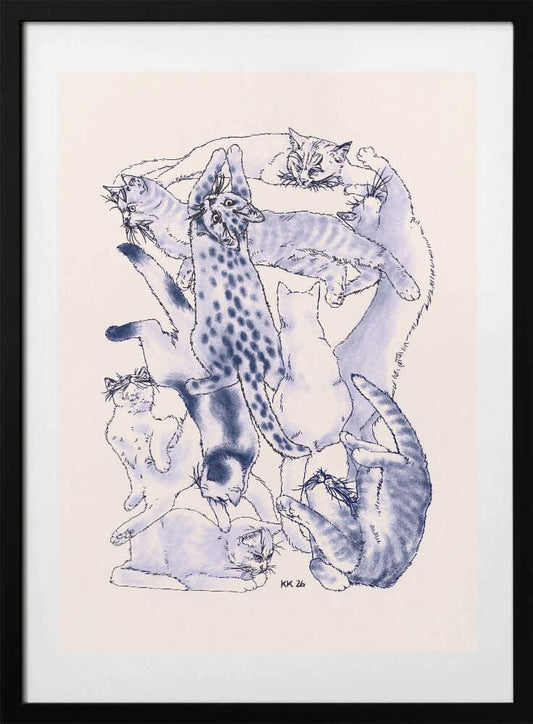 Playful Cat Pile - Art Print by Katariina Kosunen
