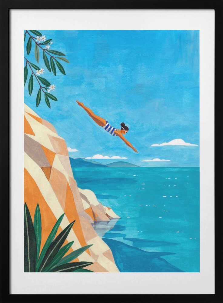 Summer Cliff Dive - Art Print by Caroline Bonne Müller