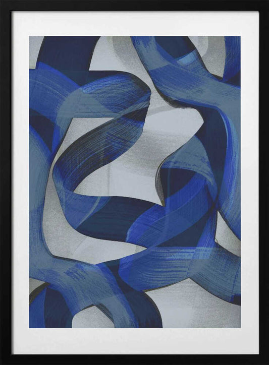 Flowing Indigo Curves - Art Print by Mareike Böhmer