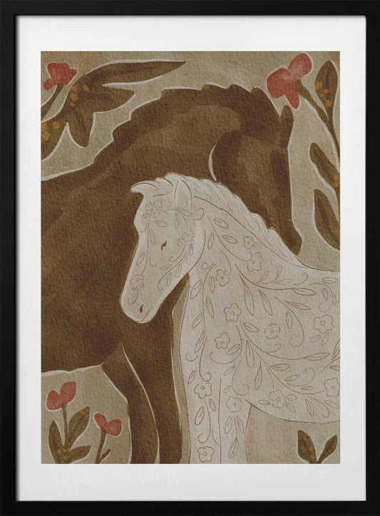 Gentle Floral Horses - Art Print by Nikita Jariwala