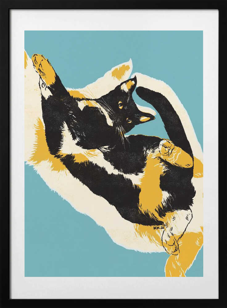 Playful Calico Cat - Art Print by Katariina Kosunen