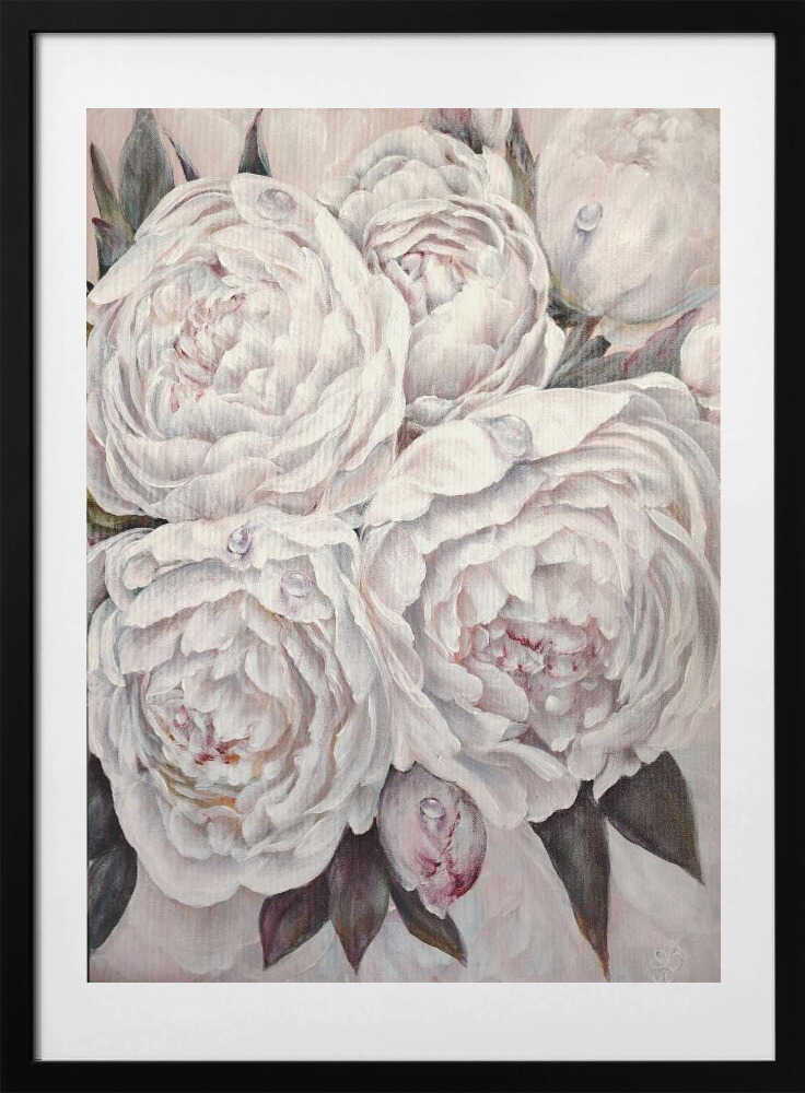 Elegant White Peonies - Art Print by Elena Pertceva