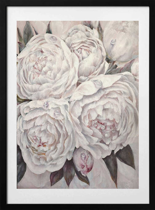 Elegant White Peonies - Art Print by Elena Pertceva