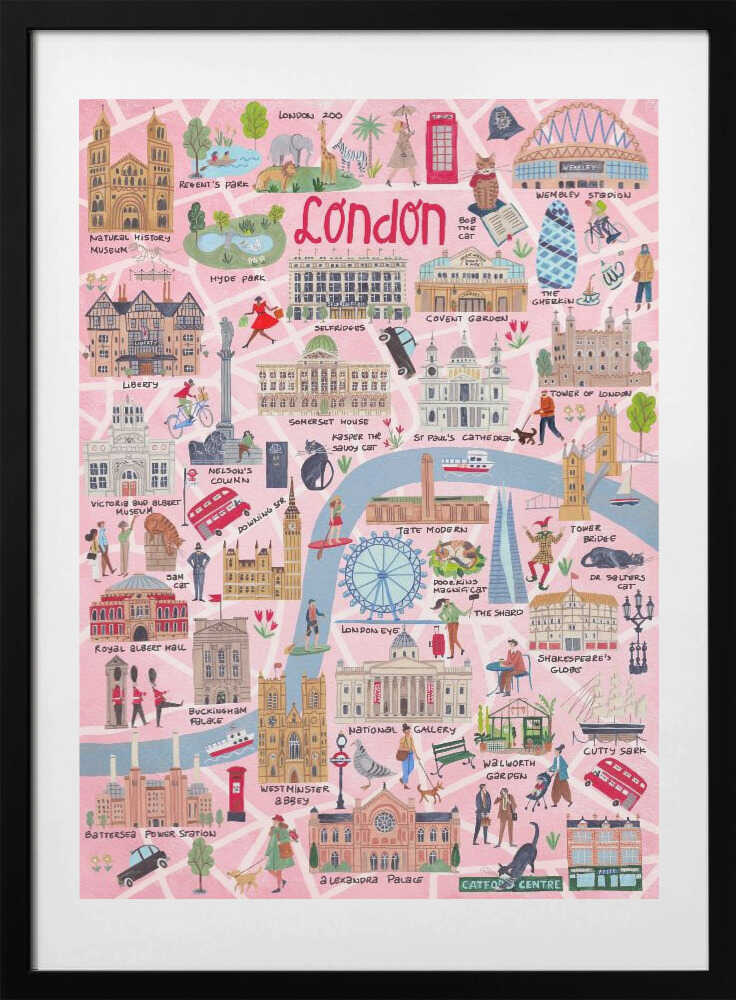 Whimsical London Map - Art Print by Caroline Bonne Müller