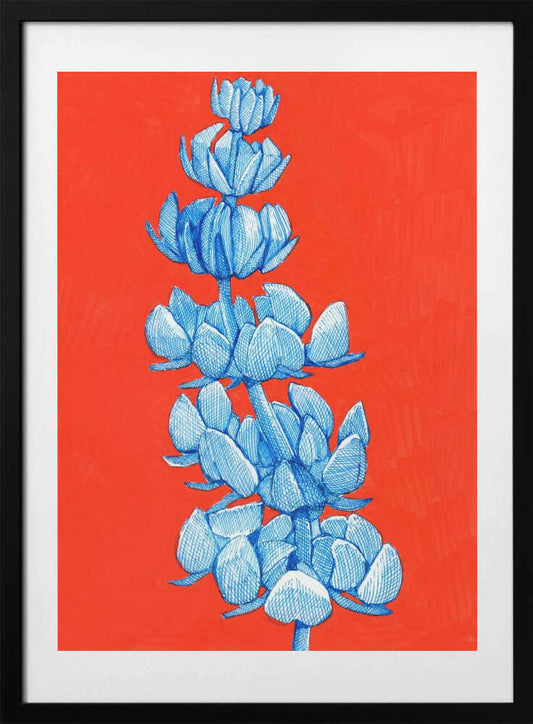 Bold Blue Bloom - Art Print by Katie O'Shea