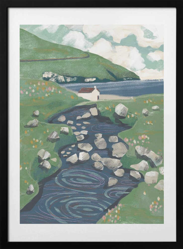 Winding Stream Country House - Art Print by Charlotte Trudgett