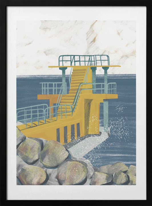 Yellow Ocean Diving Platform - Art Print by Charlotte Trudgett