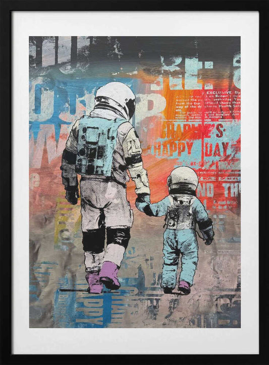 Astronauts Holding Hands - Art Print by Микола Курилюк