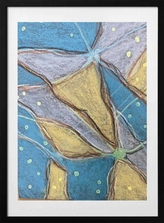 Organic Blue Gold Abstract - Art Print by Berit Pihl