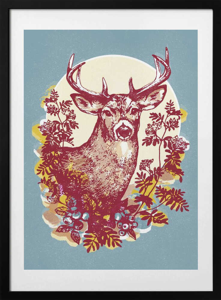Elegant Forest Stag - Art Print by Katariina Kosunen