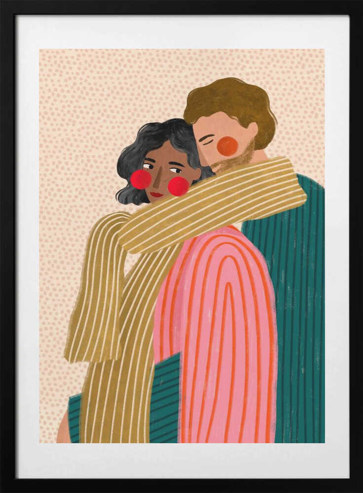 Loving Couple Embrace - Art Print by Bea Müller