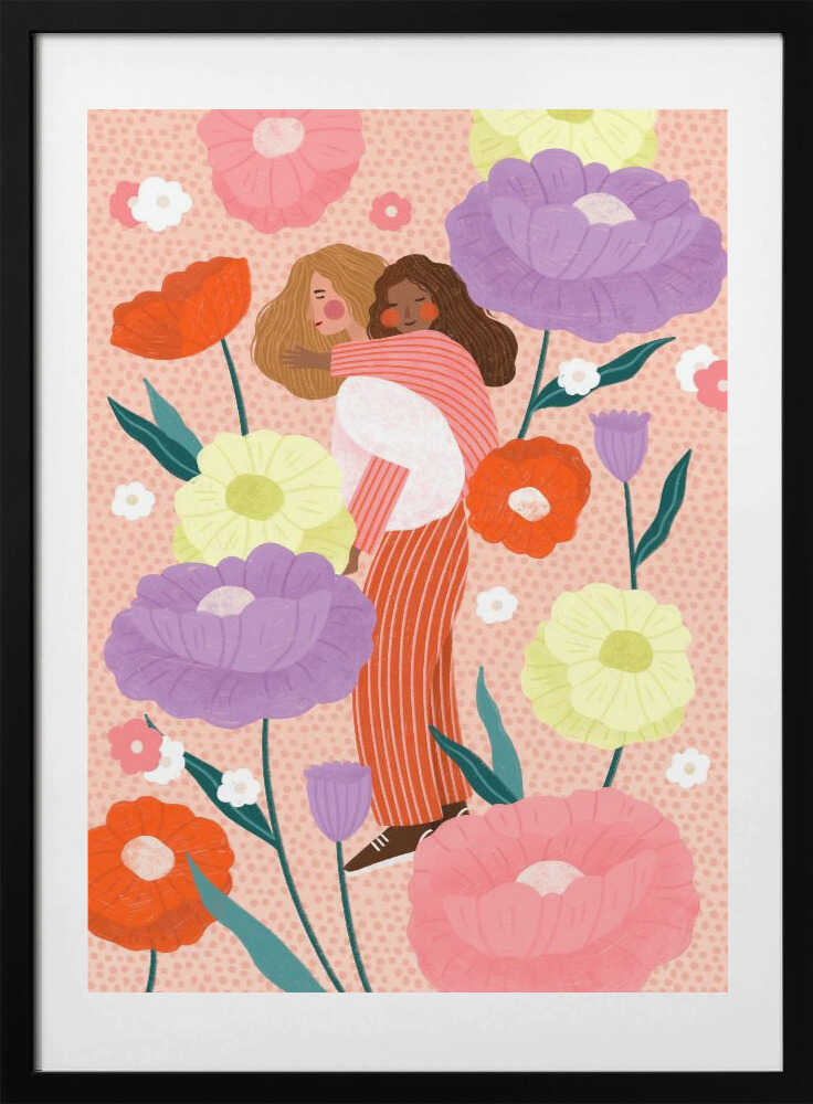 Joyful Floral Embrace - Art Print by Bea Müller