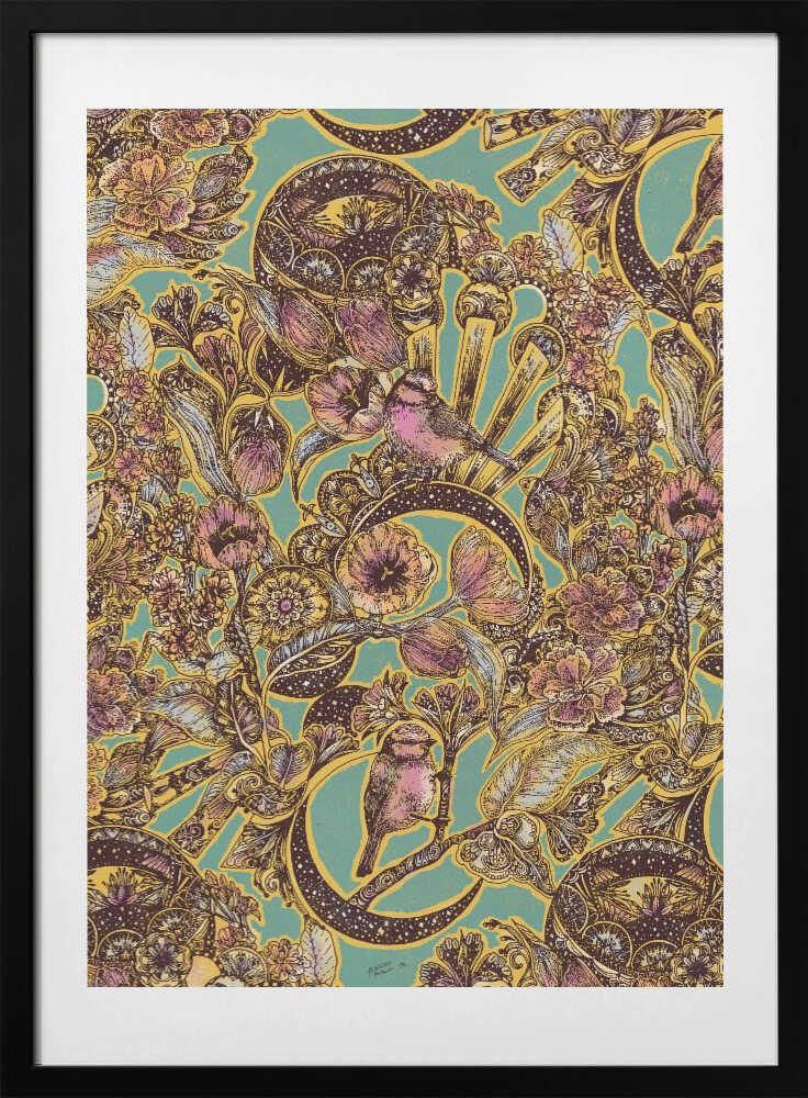 Enchanted Floral Birds - Art Print by Katariina Kosunen