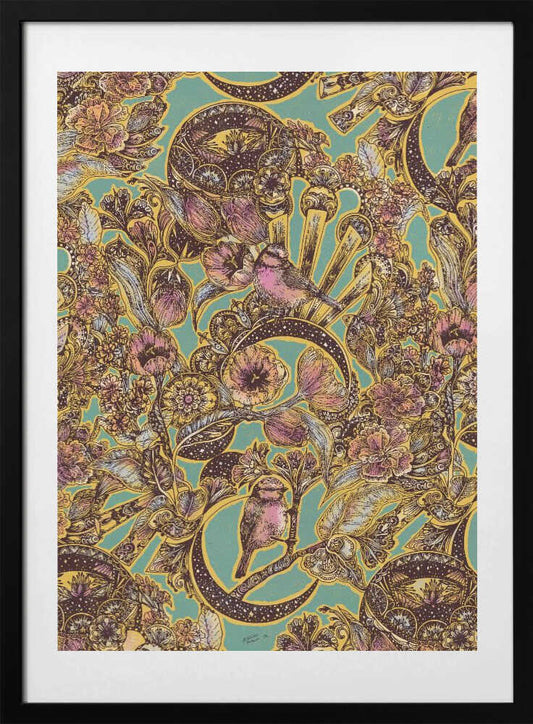 Enchanted Floral Birds - Art Print by Katariina Kosunen
