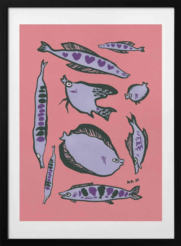 Whimsical Purple Fish - Art Print by Katariina Kosunen