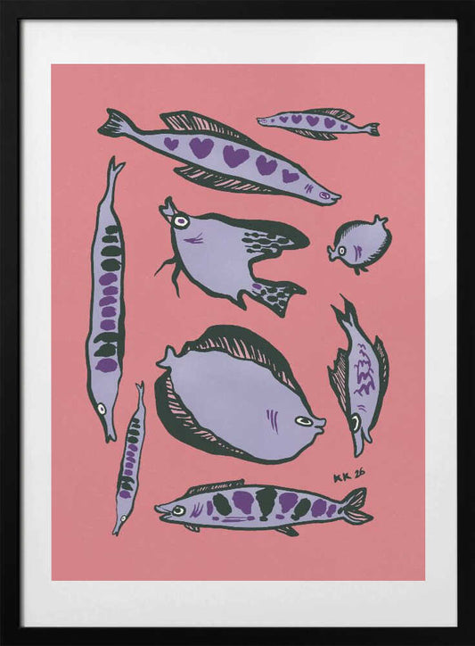Whimsical Purple Fish - Art Print by Katariina Kosunen